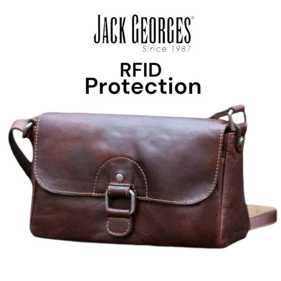 Jack Georges (NWT) GENUINE LEATHER VOYAGER EMMA PETITE CROSSBODY BAG w/RFID - Picture 1 of 14